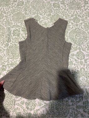 Zara Gray Textured Peplum Tank Top